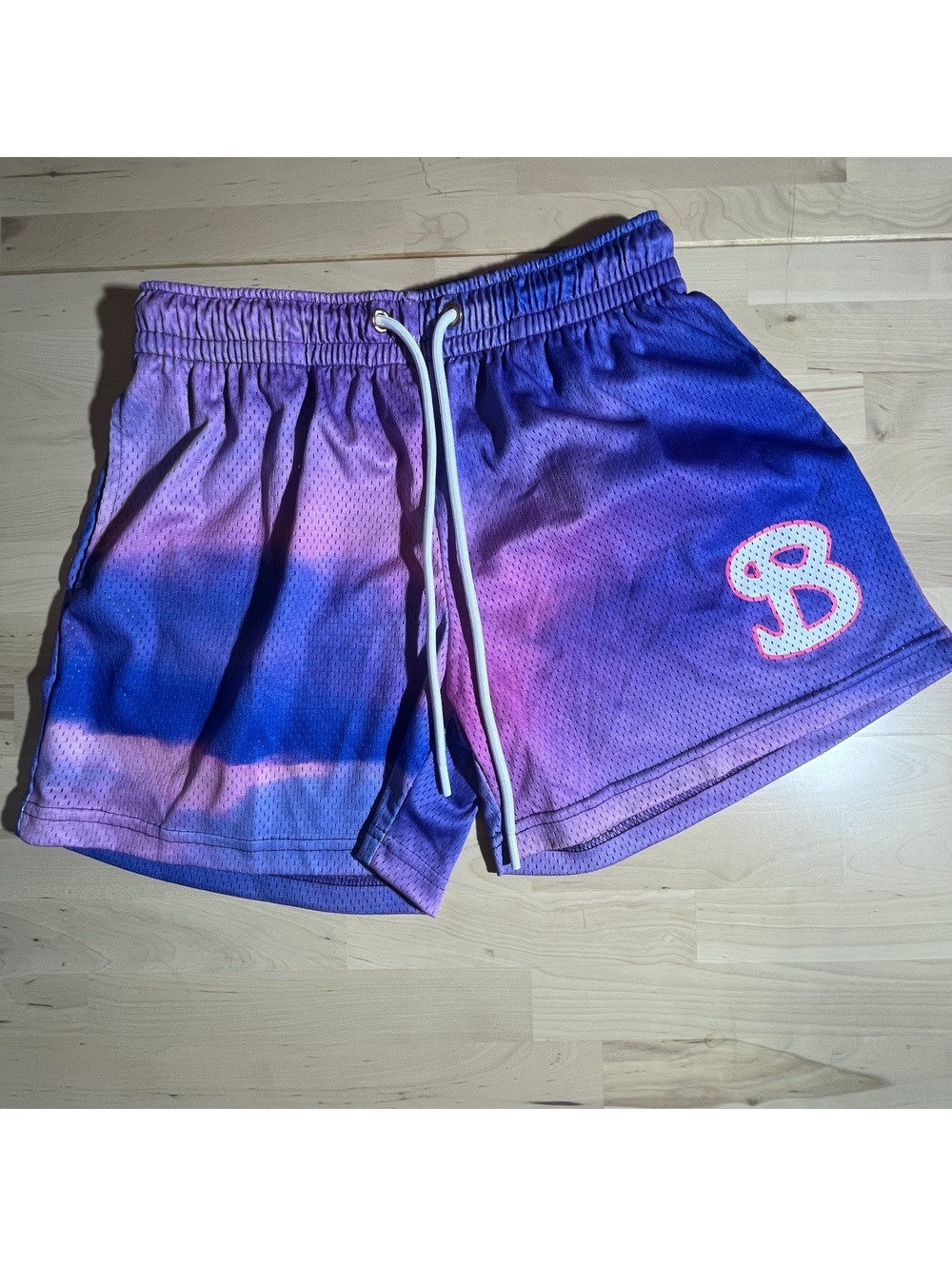 BKTSQD "Bucket Squad" Mesh Basketball Shorts - Purple/Pink Tie-Dye (Size Medium)